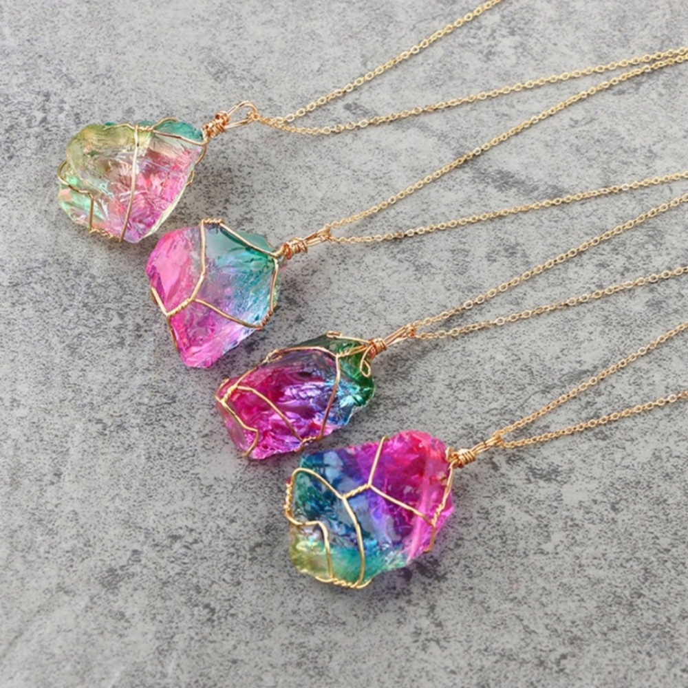 Pendant Necklace Rainbow Cristal